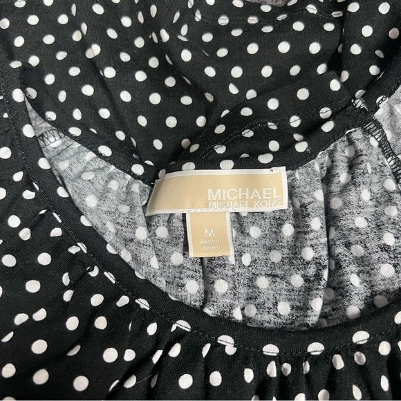 Michael Kors Women's Ruffle 1/4 Sleeve Polka Dot Blouse Black Size M - Picture 9 of 9